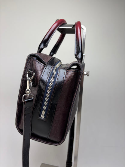 Vintage Vivienne Westwood Textured Leather Handbag Burgundy Black