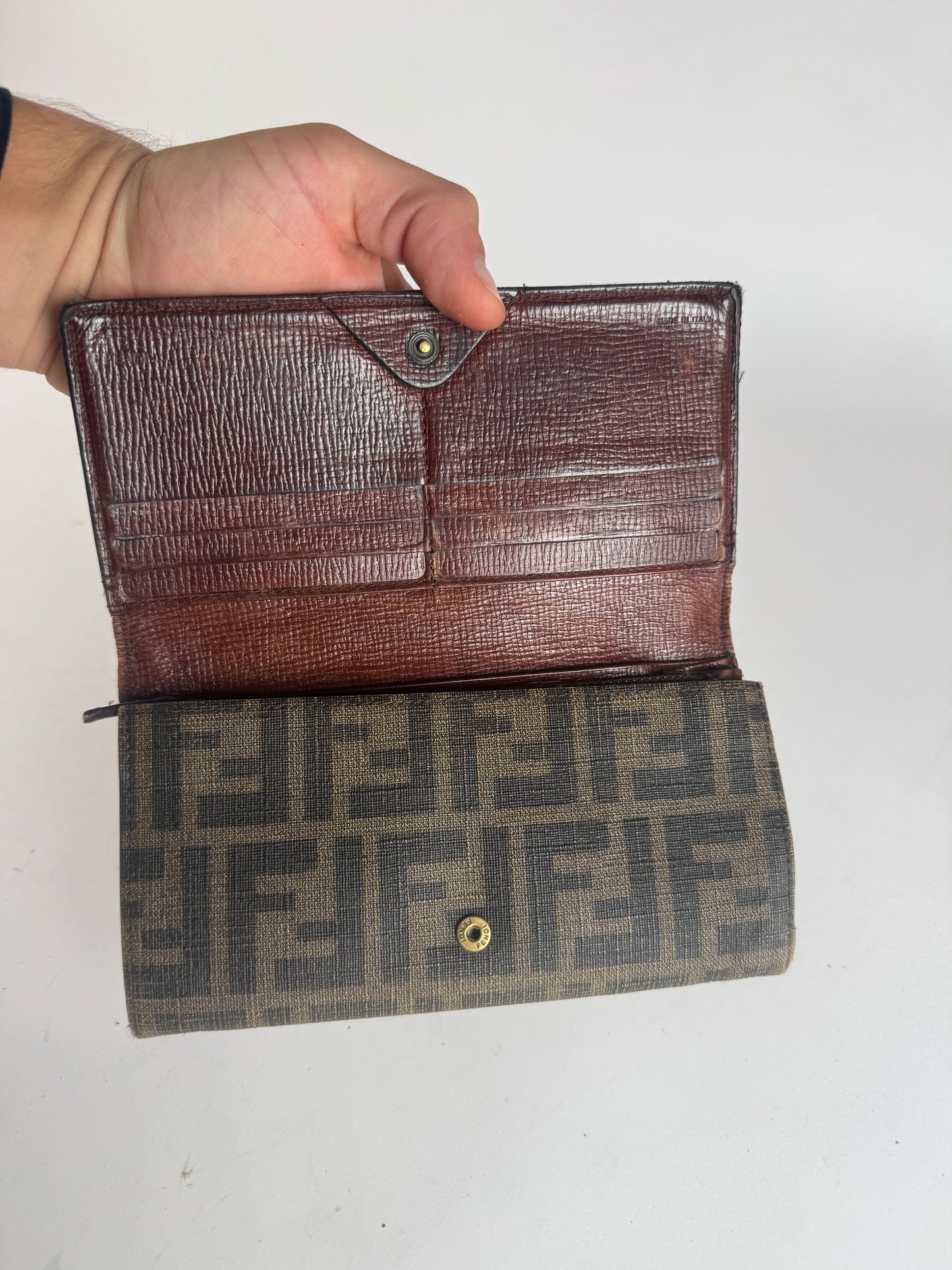 Vintage Fendi FF monogram Leather Wallet Brown