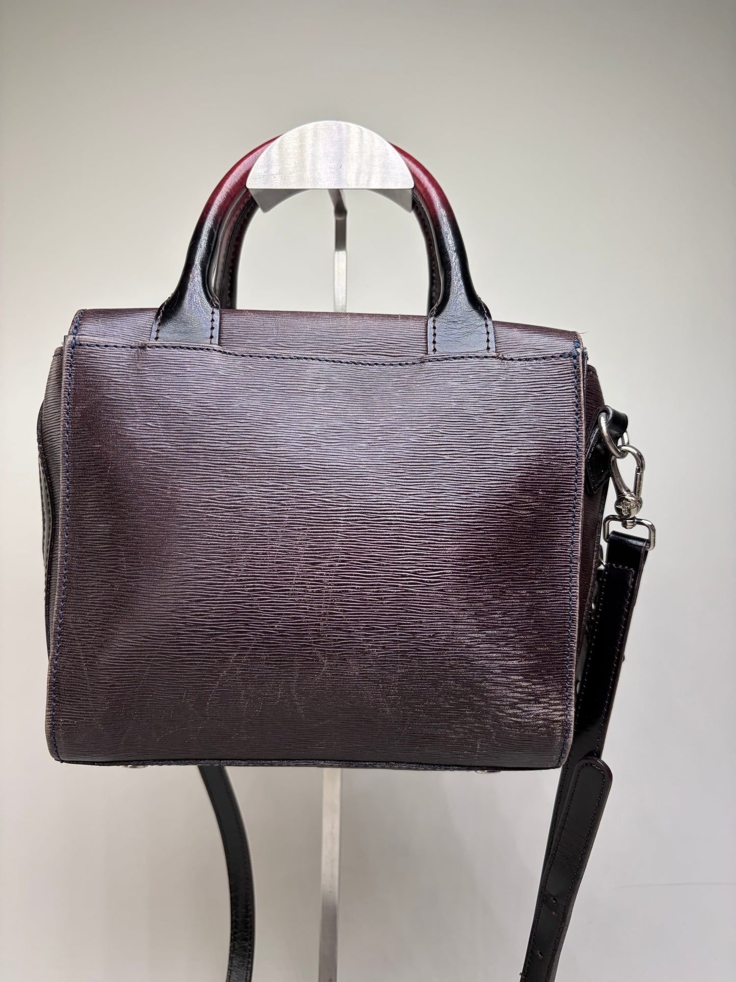 Vintage Vivienne Westwood Textured Leather Handbag Burgundy Black