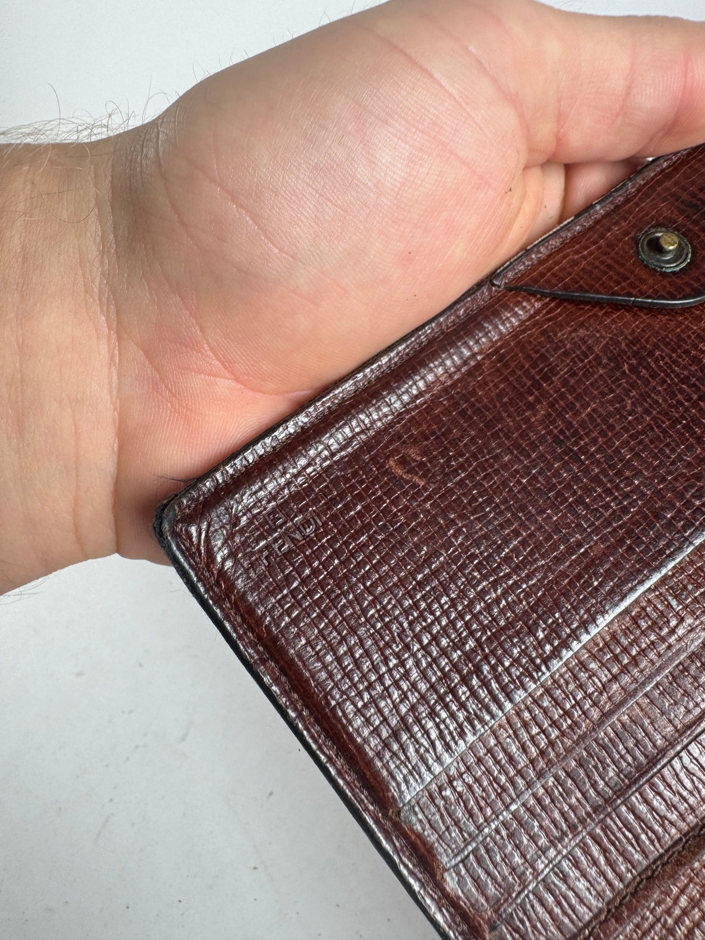 Vintage Fendi FF monogram Leather Wallet Brown