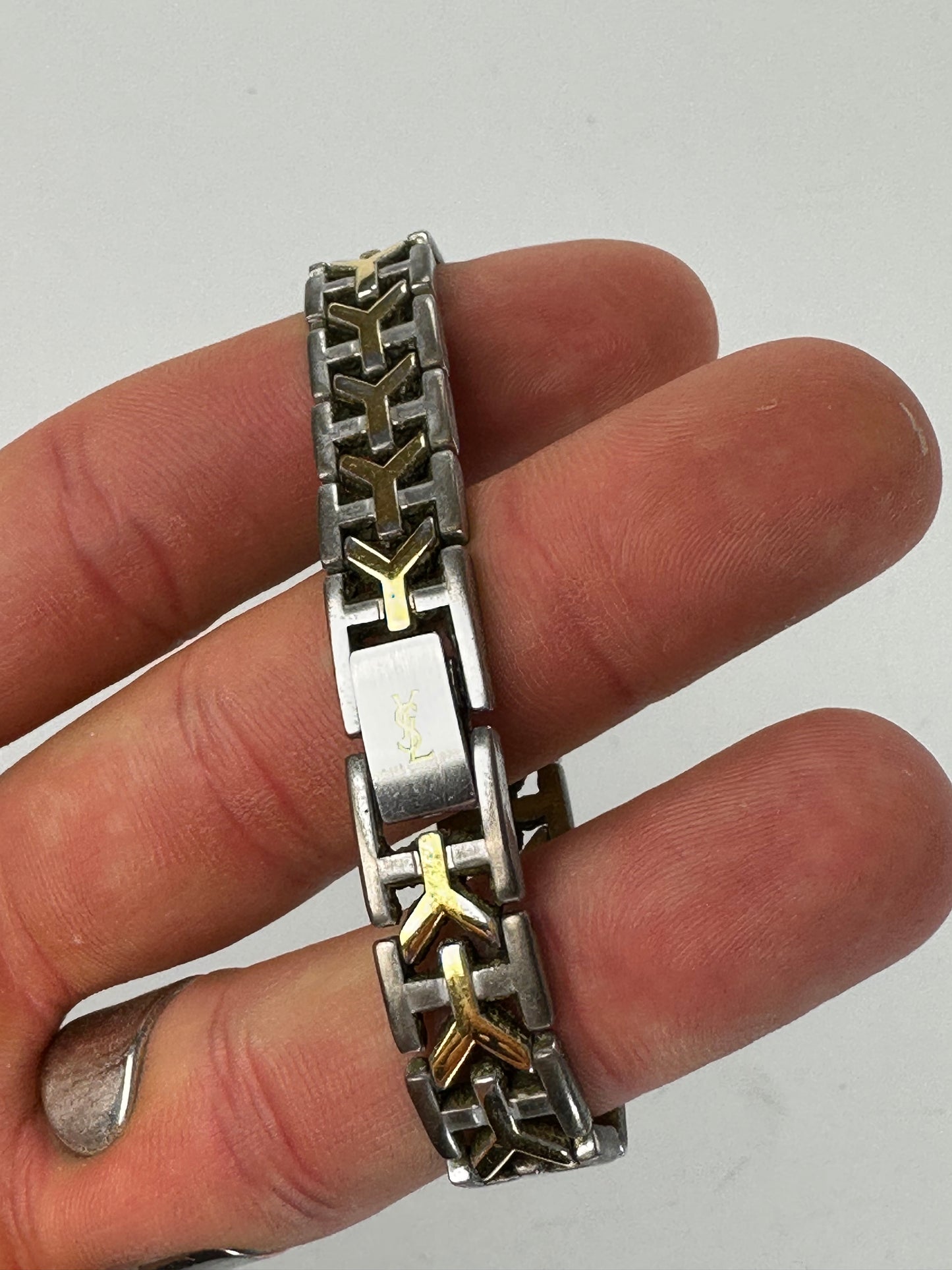 Vintage Yves Saint Laurent Two-Tone Quartz Watch Silver Gold