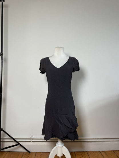 Vintage Emporio Armani Pleated Polyester Dress Dark Grey M
