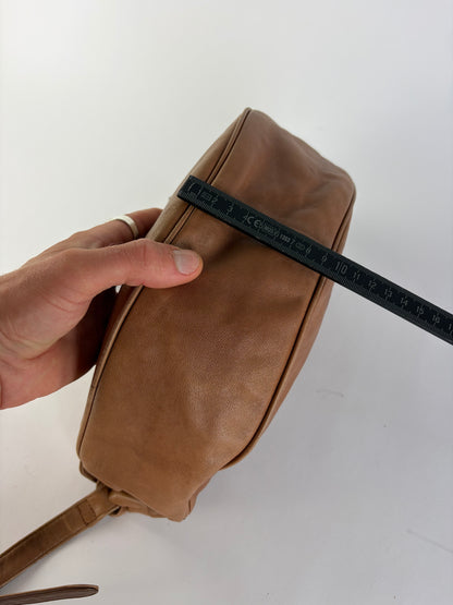 Vintage Issey Miyake Flap Crossbody Bag Brown Gold