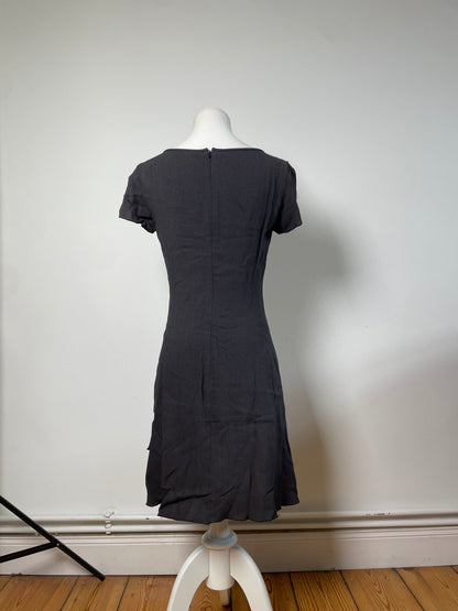 Vintage Emporio Armani Pleated Polyester Dress Dark Grey M
