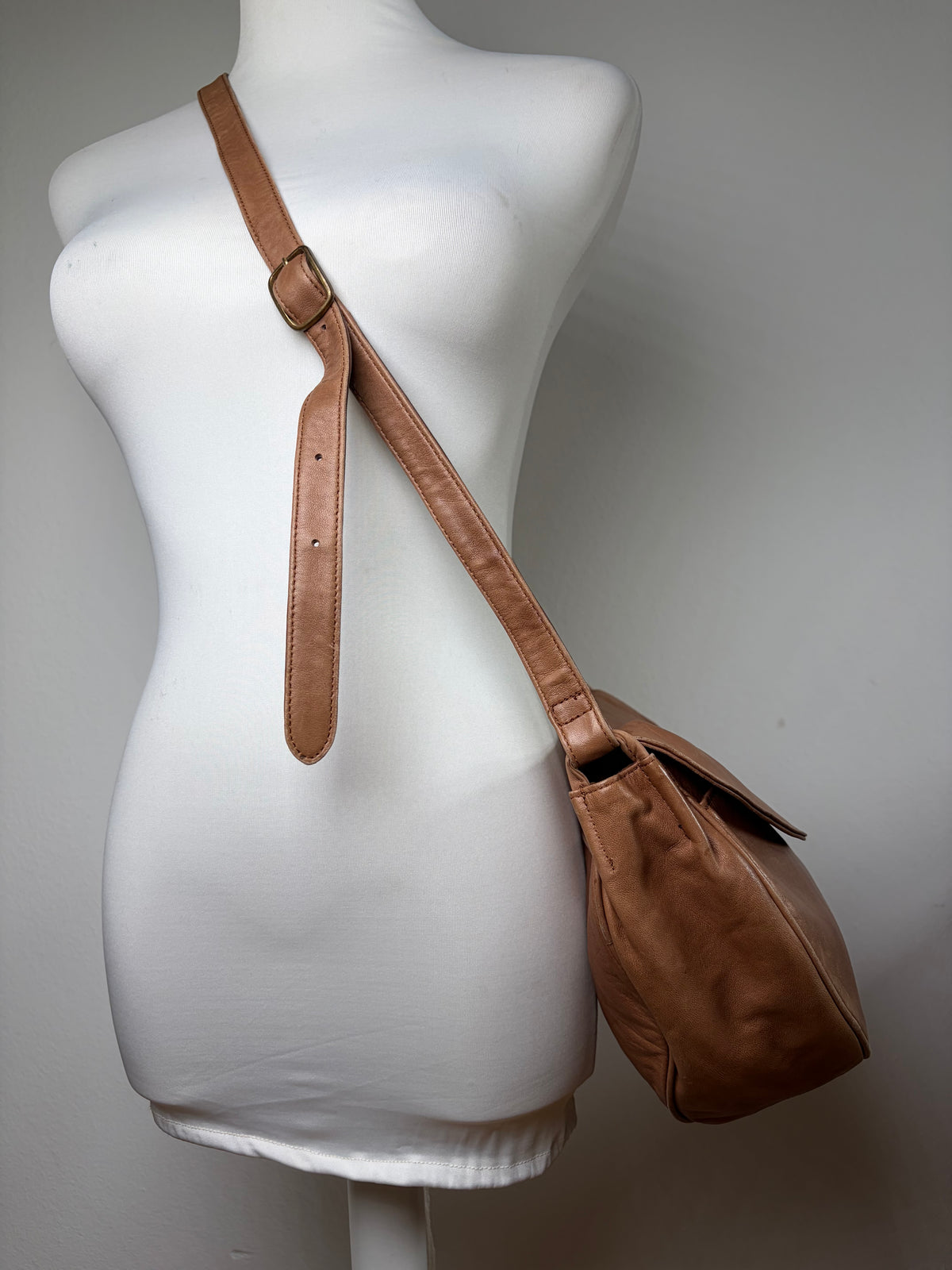 Vintage Issey Miyake Flap Crossbody Bag Brown Gold