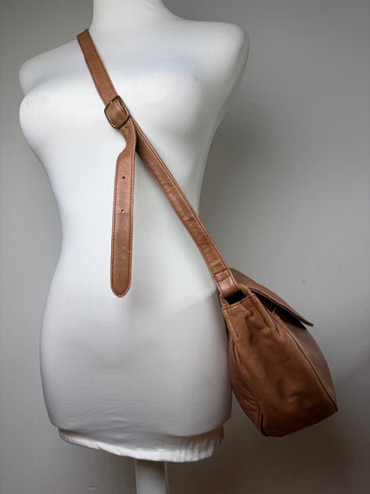 Vintage Issey Miyake Flap Crossbody Bag Brown Gold