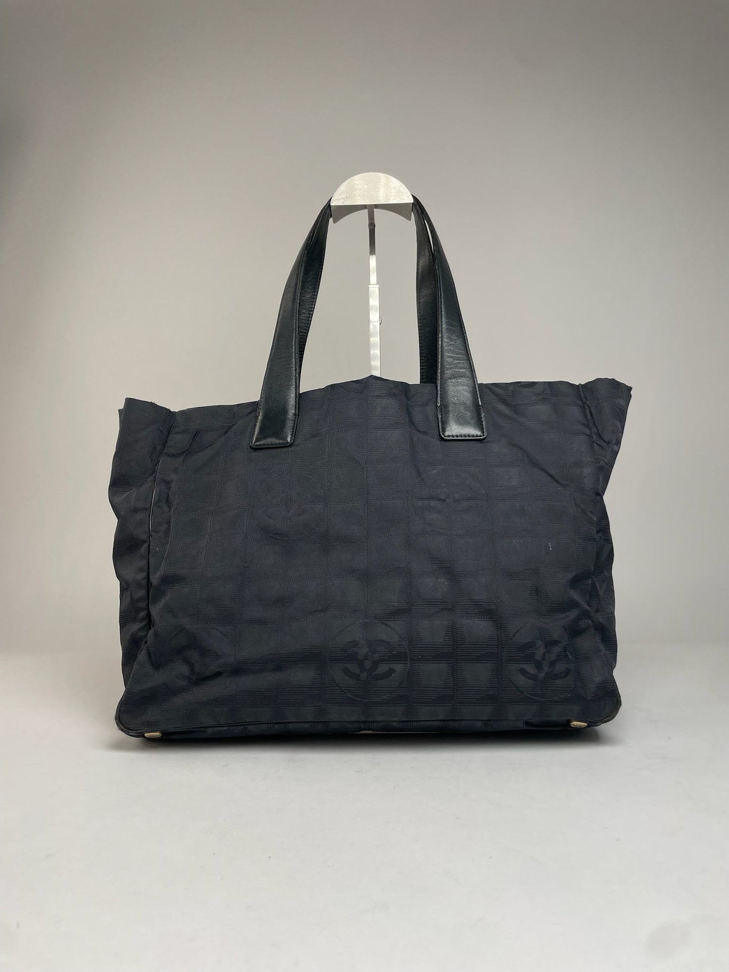 Vintage Chanel Monogram Tote Bag Black