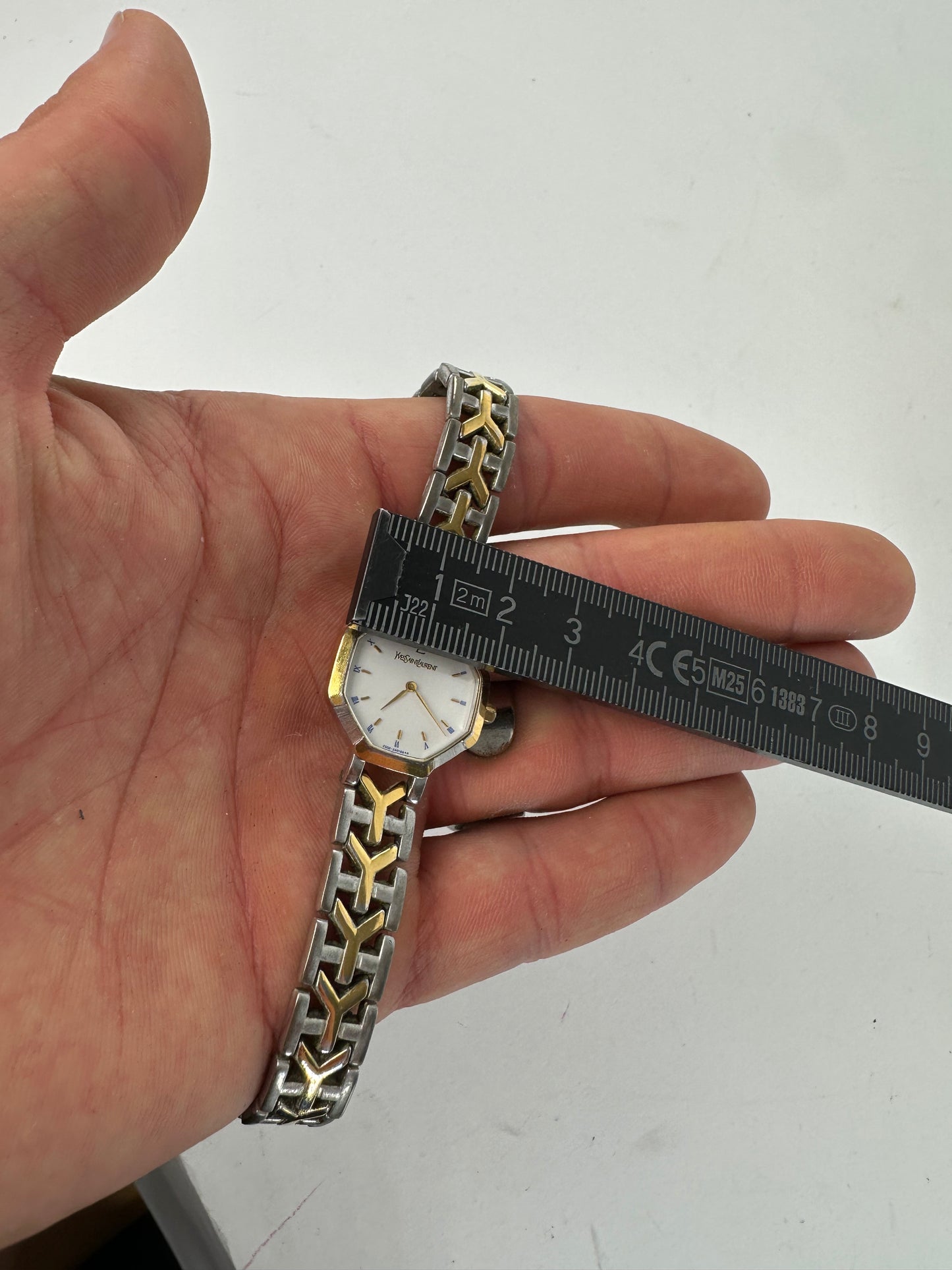 Vintage Yves Saint Laurent Two-Tone Quartz Watch Silver Gold