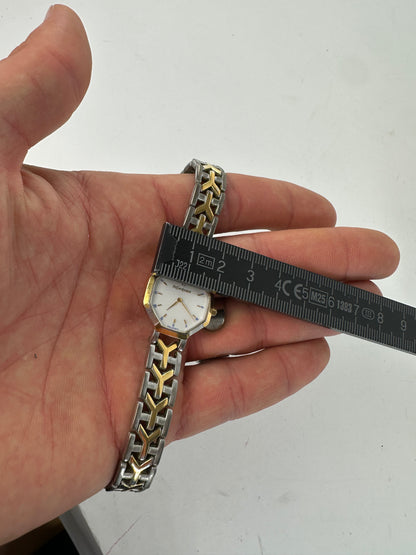 Vintage Yves Saint Laurent Two-Tone Quartz Watch Silver Gold