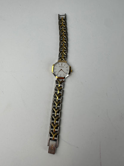 Vintage Yves Saint Laurent Two-Tone Quartz Watch Silver Gold