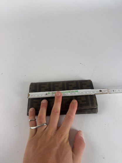 Vintage Fendi FF monogram Leather Wallet Brown