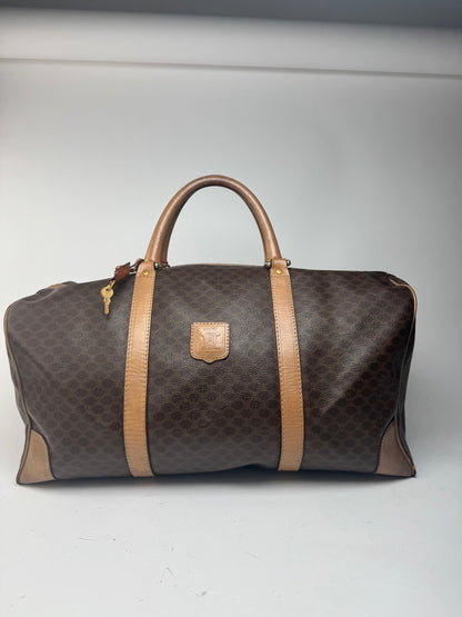 Keepball vintage Céline Triomphe Monogram 50 en cuir marron