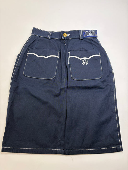 Vintage Givenchy Boutique Denim Pencil Skirt Late 1990s Navy S