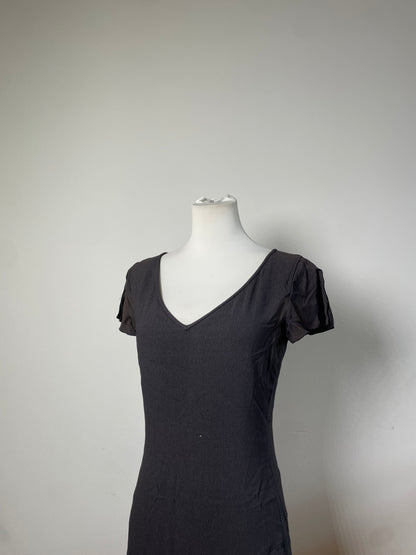 Vintage Emporio Armani Pleated Polyester Dress Dark Grey M