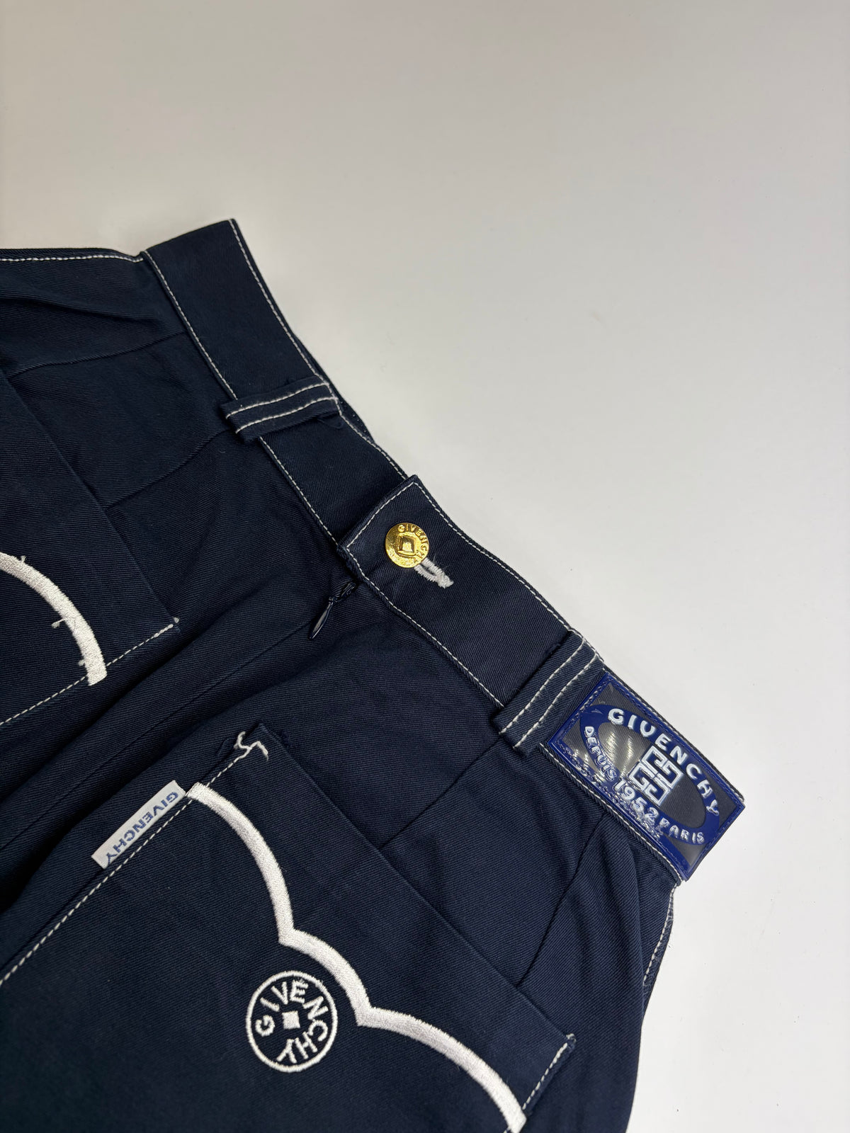 Vintage Givenchy Boutique Denim Pencil Skirt Late 1990s Navy S