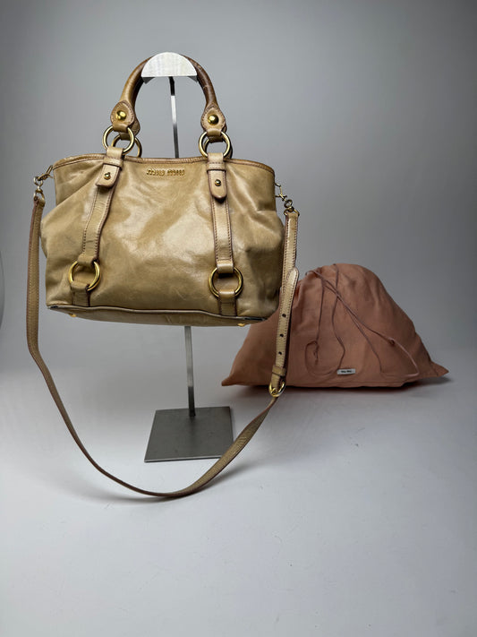 Vintage Miu Miu 2Way Leather Habdbag Gold