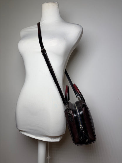 Vintage Vivienne Westwood Textured Leather Handbag Burgundy Black