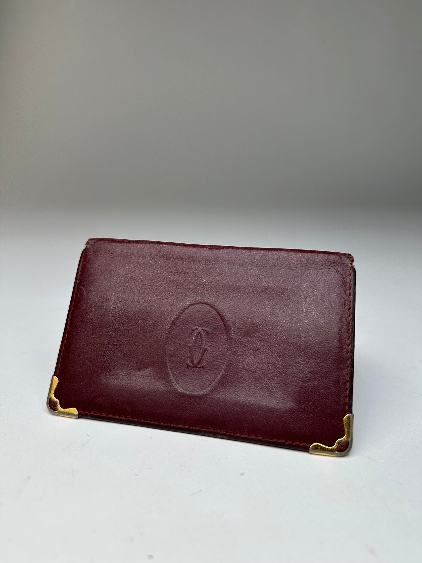 Vintage Cartier Card Holder Leather Bordeaux