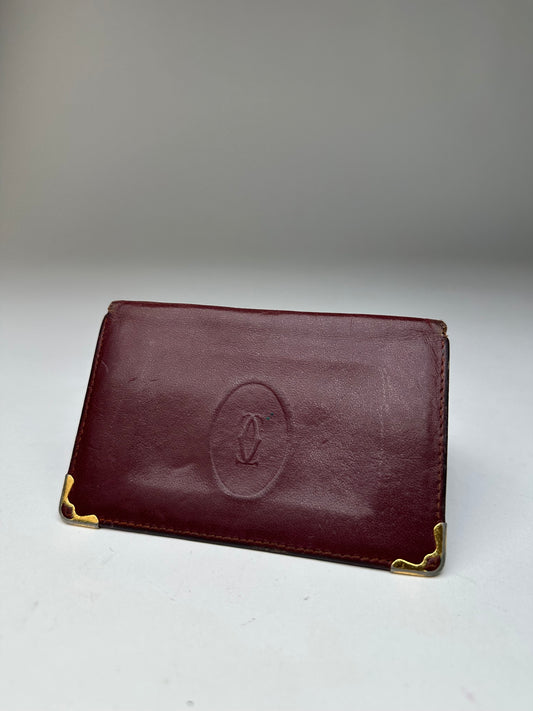 Vintage Cartier Card Holder Leather Bordeaux