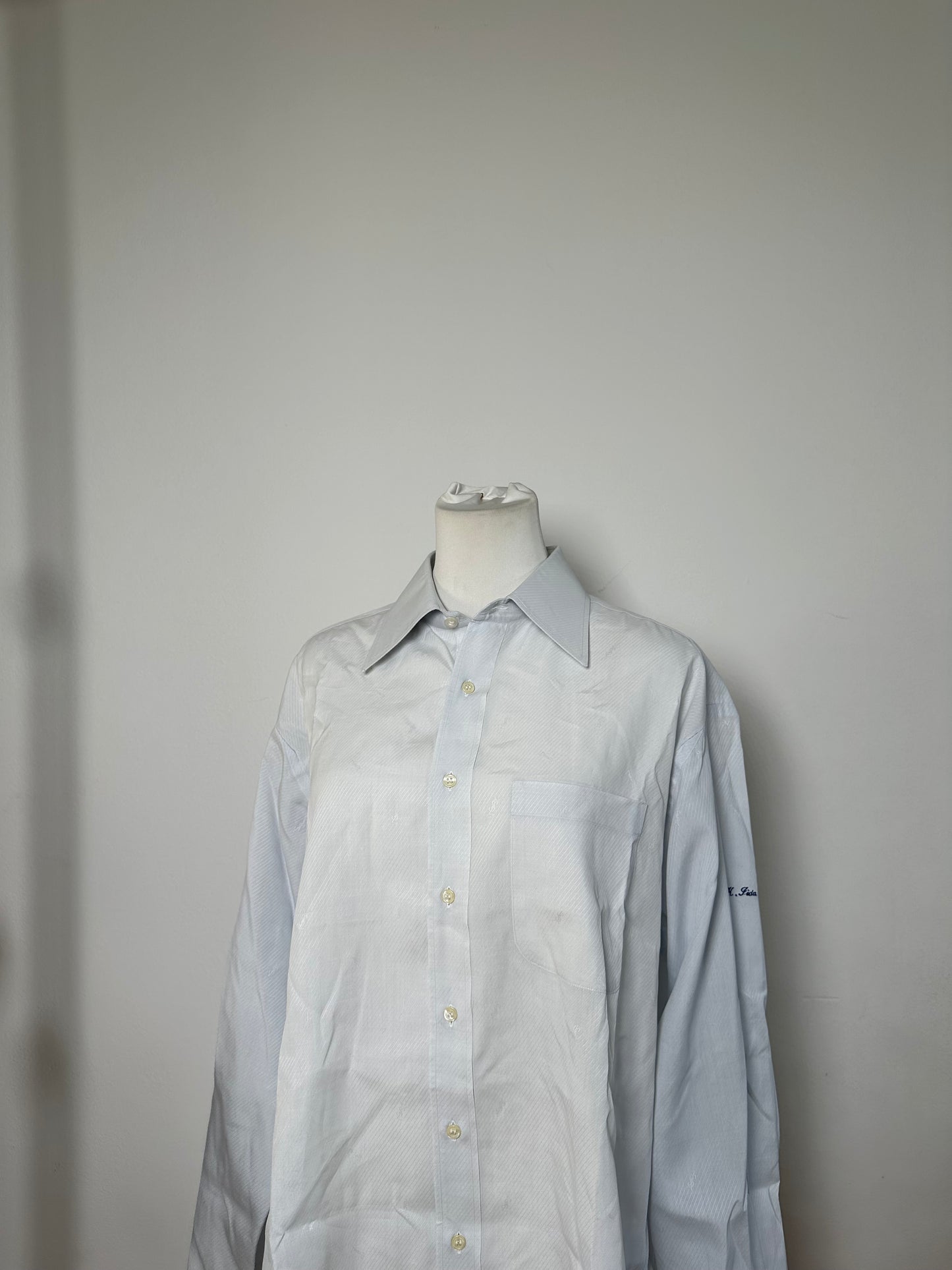 Vintage Yves Saint Laurent Men's Cotton Shirt Light Blue L