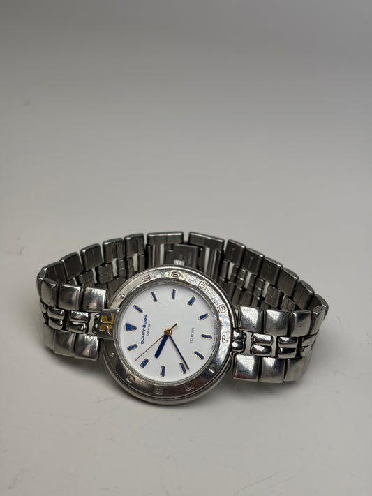 Vintage Courreges Stainless Steel Bracelet Watch Silver White