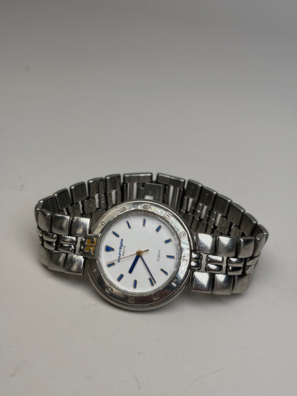 Vintage Courreges Stainless Steel Bracelet Watch Silver White