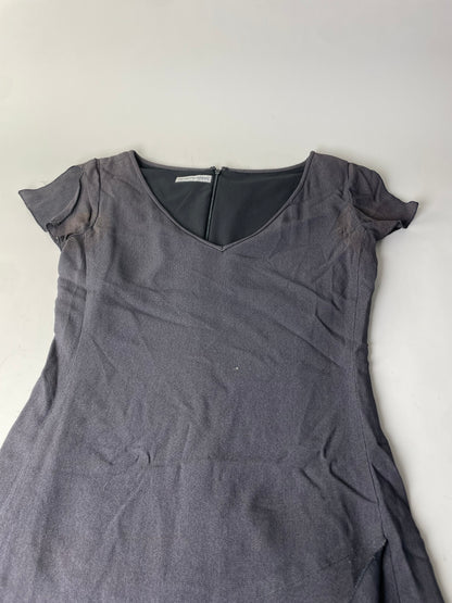 Vintage Emporio Armani Pleated Polyester Dress Dark Grey M