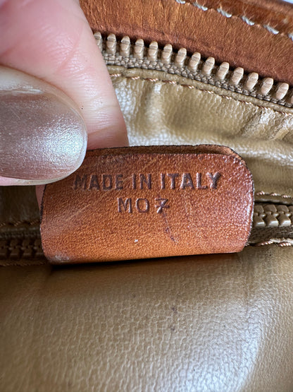 Vintage Celine Coated Canvas Clutch Bag Brown Tan Gold