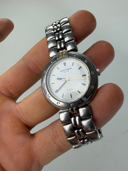 Vintage Courreges Stainless Steel Bracelet Watch Silver White