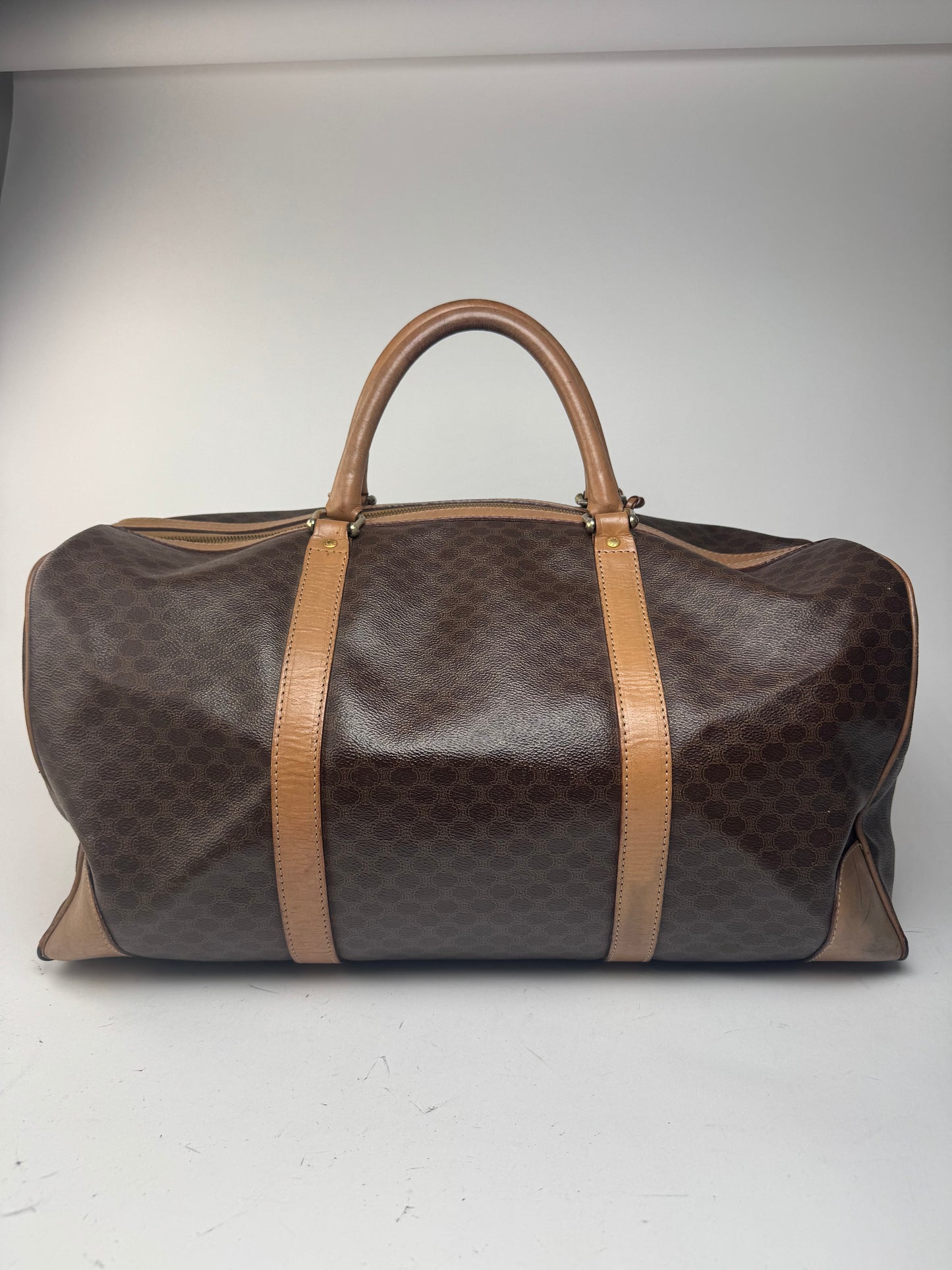 Keepball vintage Céline Triomphe Monogram 50 en cuir marron