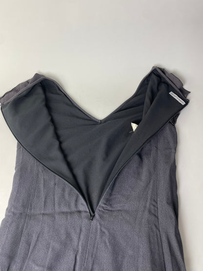 Vintage Emporio Armani Pleated Polyester Dress Dark Grey M