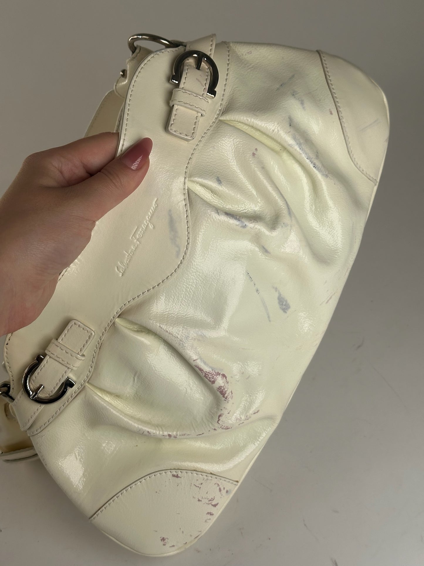 Vintage Salvatore Ferragamo Patent Leather bag white