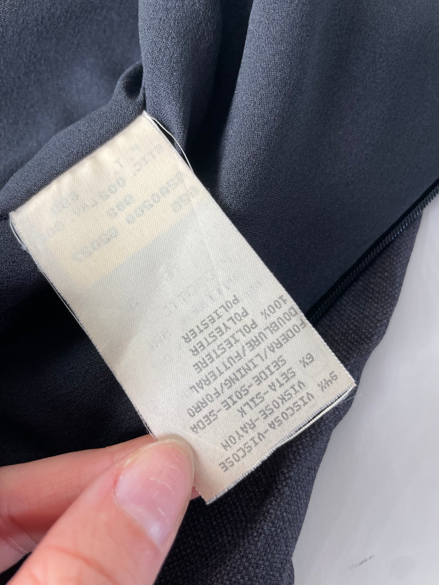 Vintage Emporio Armani Pleated Polyester Dress Dark Grey M