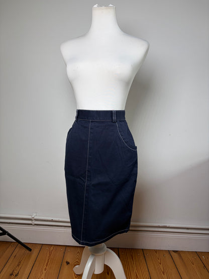 Vintage Givenchy Boutique Denim Pencil Skirt Late 1990s Navy S