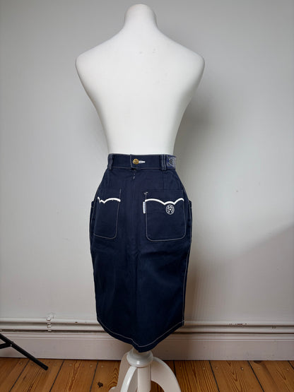 Vintage Givenchy Boutique Denim Pencil Skirt Late 1990s Navy S
