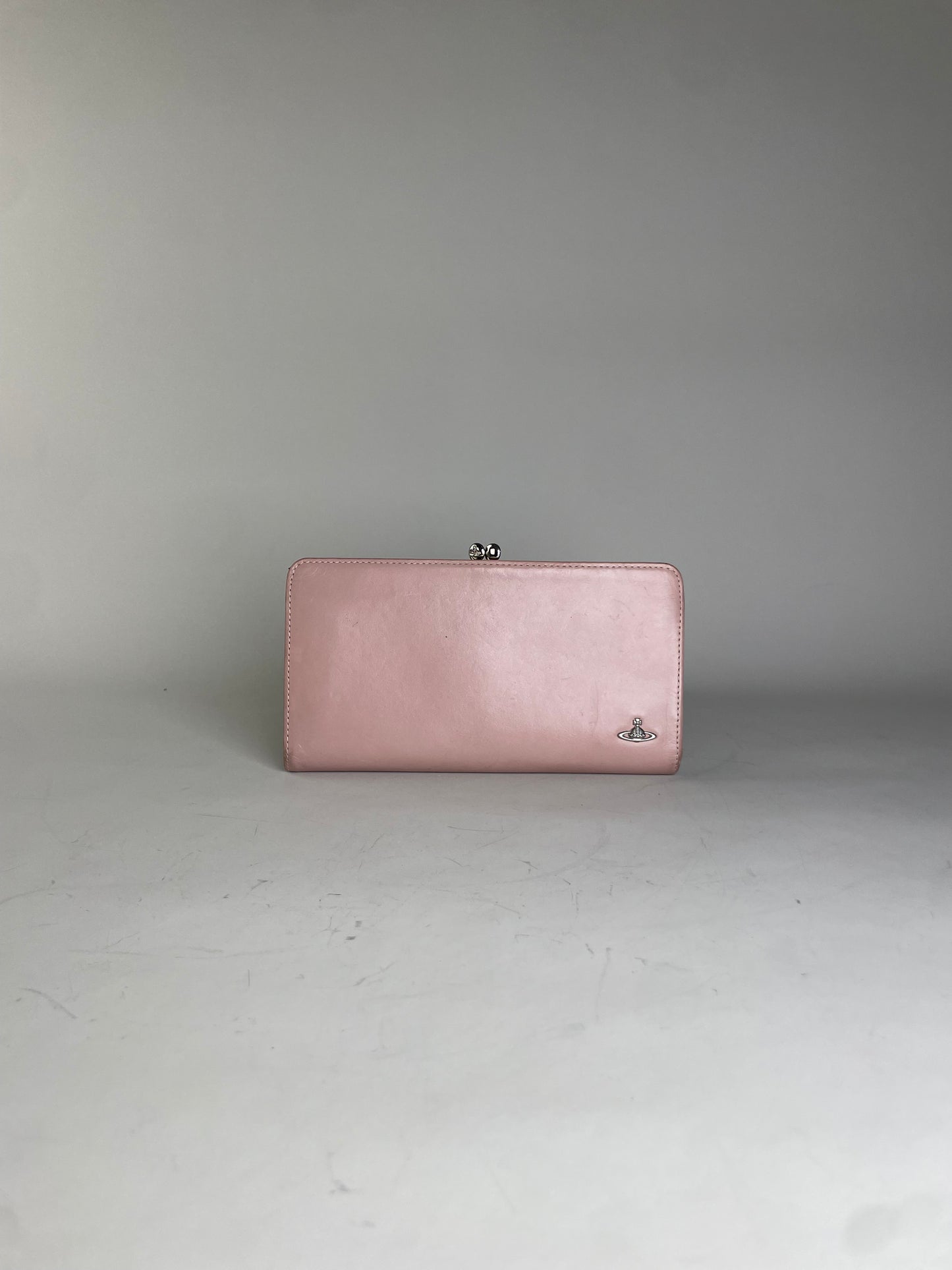 Vintage Vivienne Westwood Leather Wallet Light Pink Silver Clasp