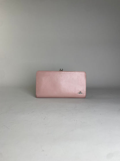 Vintage Vivienne Westwood Leather Wallet Light Pink Silver Clasp