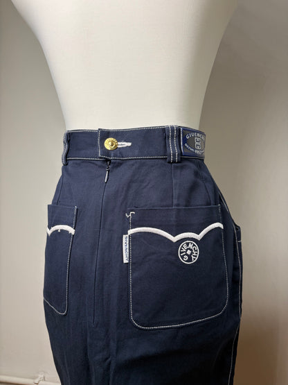 Vintage Givenchy Boutique Denim Pencil Skirt Late 1990s Navy S