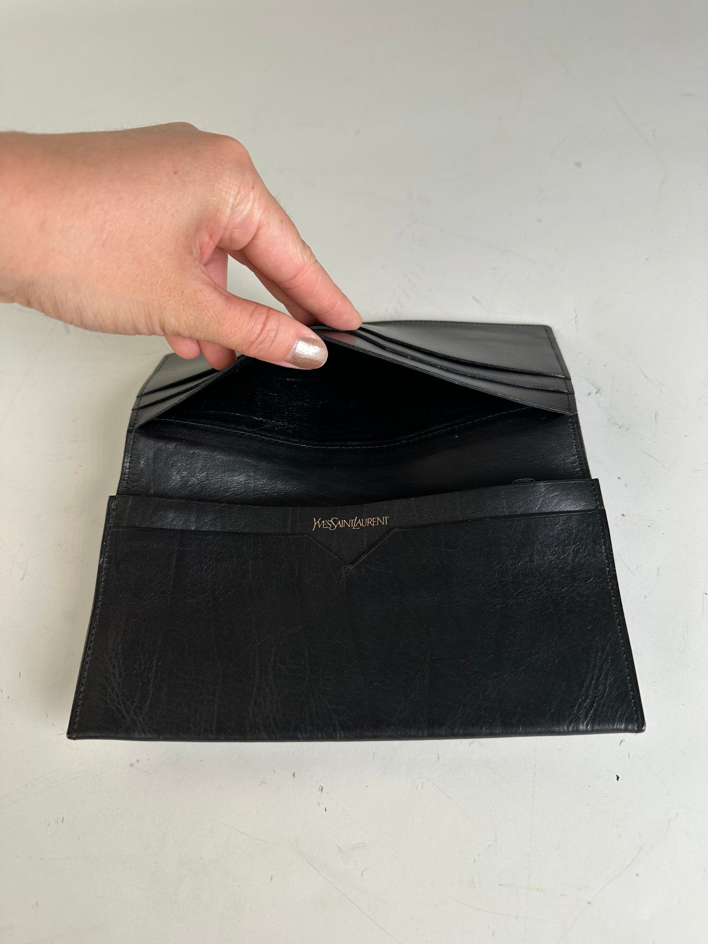 Vintage Yves Saint Laurent Leather Wallet Black