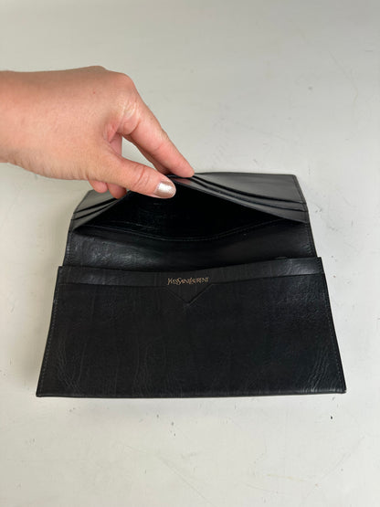 Vintage Yves Saint Laurent Leather Wallet Black