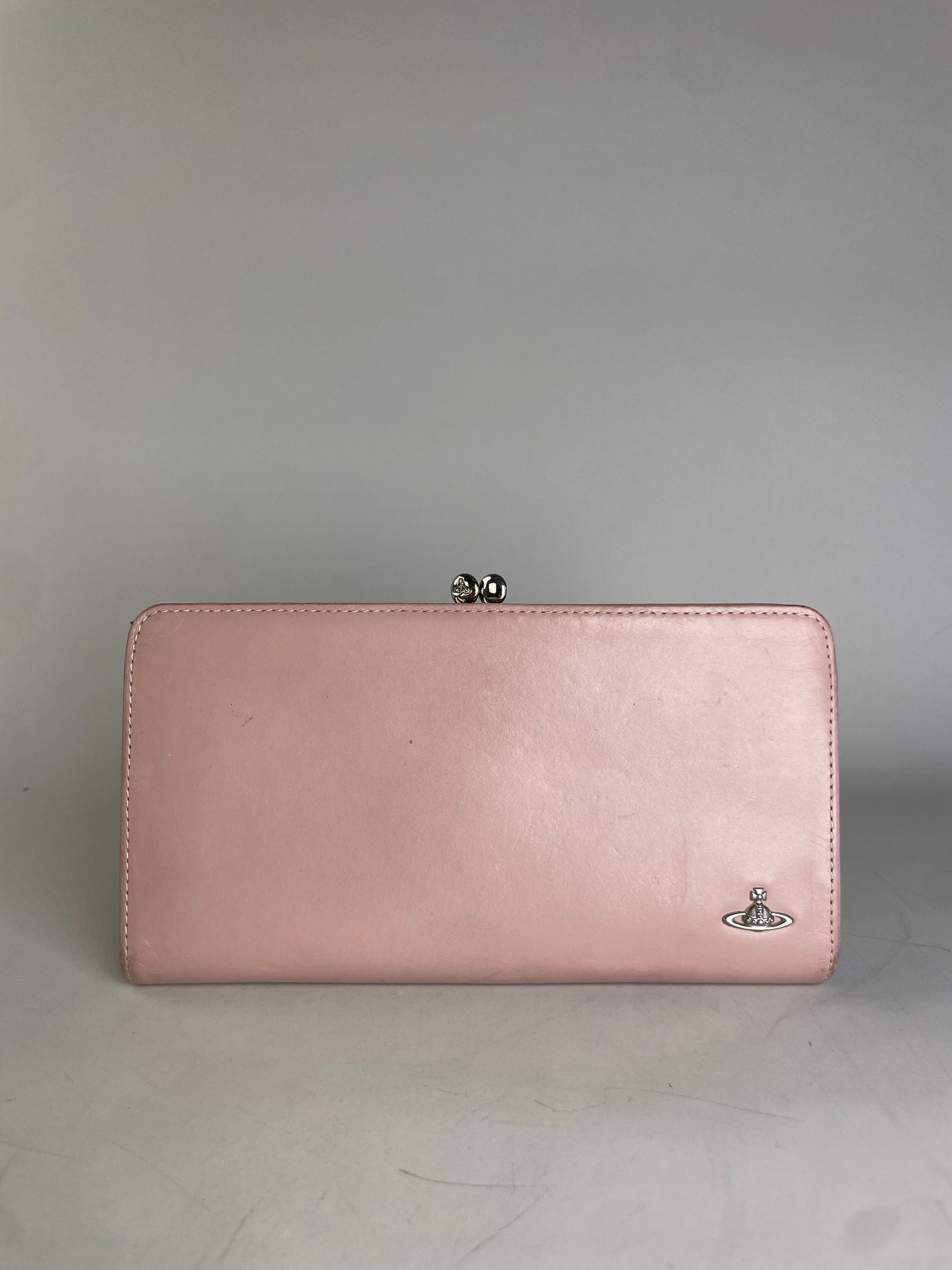 Vintage Vivienne Westwood Leather Wallet Light Pink Silver Clasp
