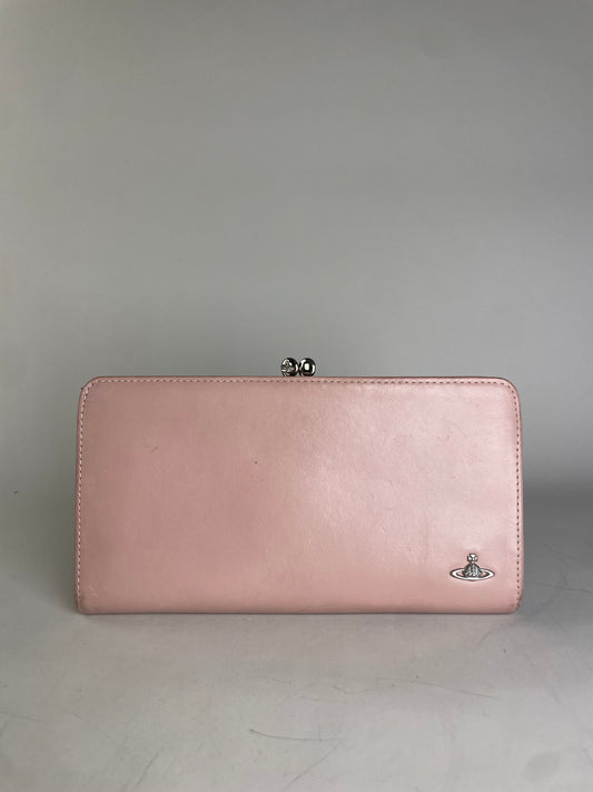 Vintage Vivienne Westwood Leather Wallet Light Pink Silver Clasp
