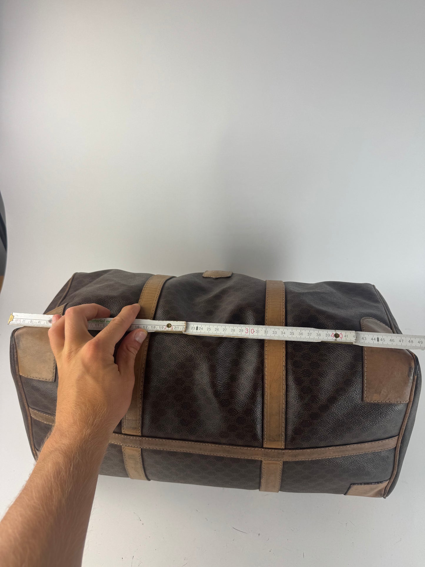 Keepball vintage Céline Triomphe Monogram 50 en cuir marron