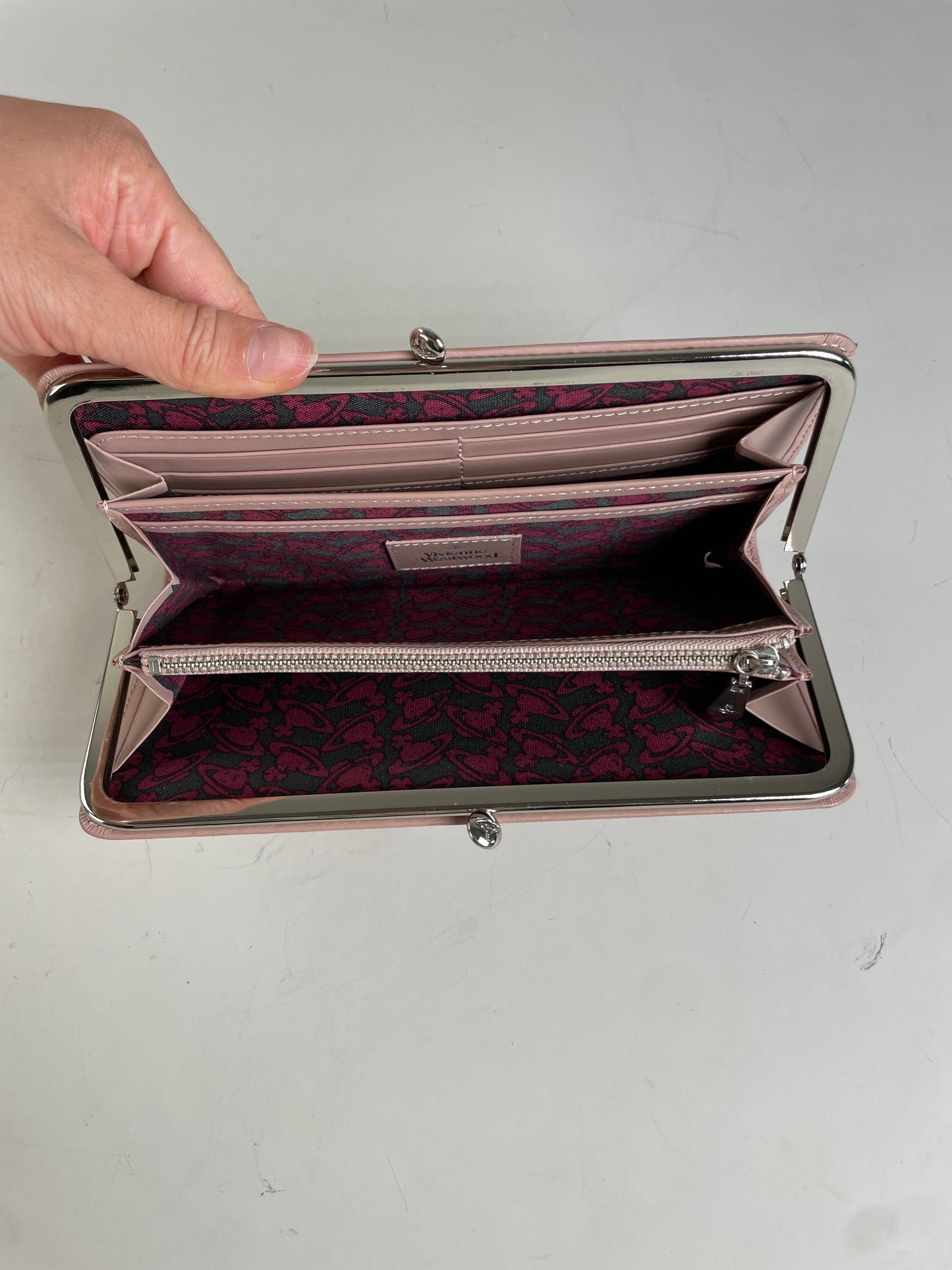 Vintage Vivienne Westwood Leather Wallet Light Pink Silver Clasp