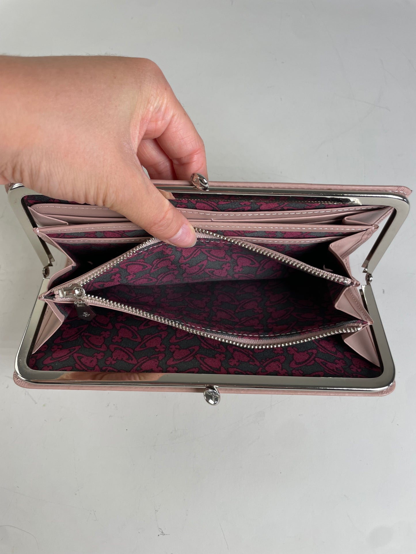 Vintage Vivienne Westwood Leather Wallet Light Pink Silver Clasp