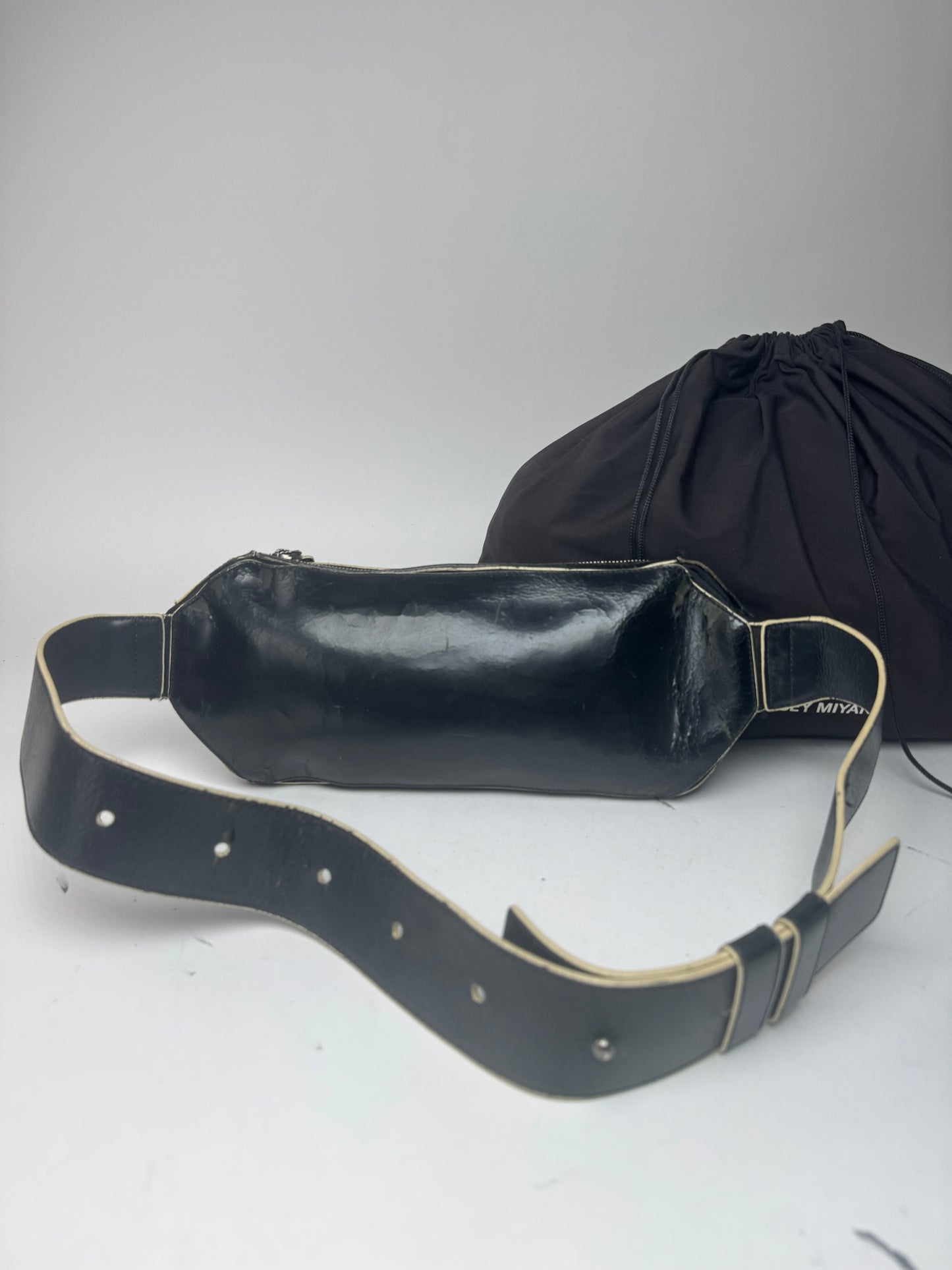 Vintage Issey Miyake Leather Belt Bag Black