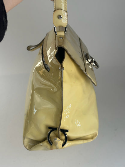 Vintage Salvatore Ferragamo Patent Leather bag beige