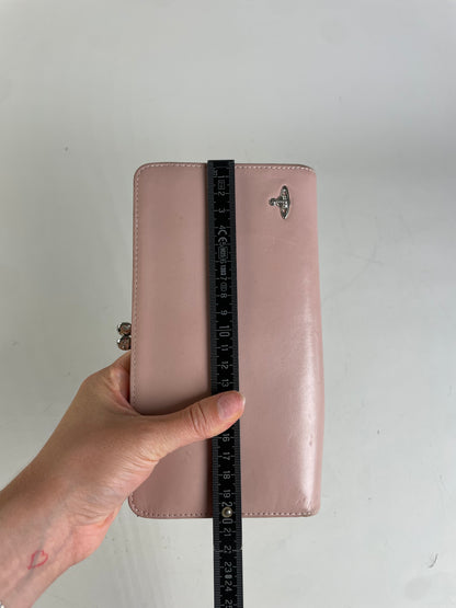 Vintage Vivienne Westwood Leather Wallet Light Pink Silver Clasp