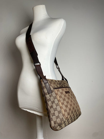Vintage Gucci Multiway Monogram Bag Beige Brown
