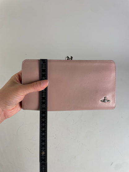 Vintage Vivienne Westwood Leather Wallet Light Pink Silver Clasp